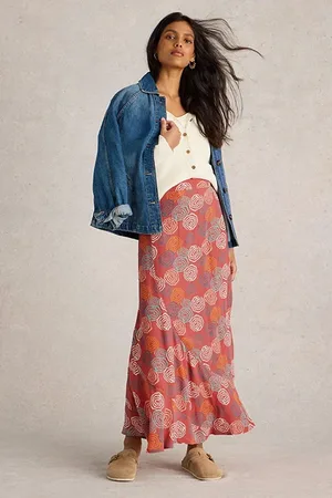 White Stuff Sara Maxi Skirt Pink Printed