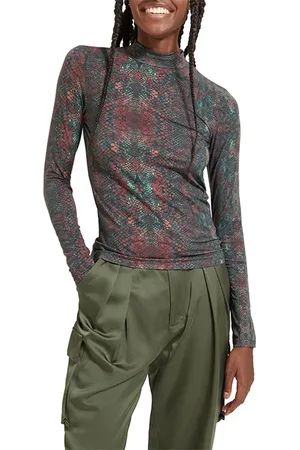 Scotch&Soda All Over Printed Mockneck Long Sleeved Shirt Snake