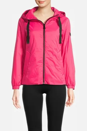 DKNY Zip Front W/hood Jkt Raspberry
