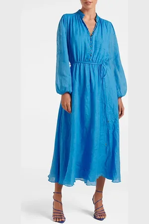 Forever New Gwen Button Up Midi Dress Vivid Cornflower