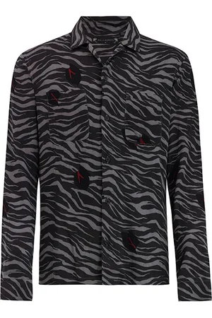 AllSaints Lazaro Ls Shirt Grey/jet Black