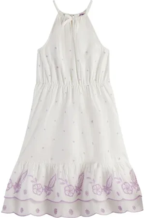 Scotch&Soda Broderie Anglaise Ruffle Hem Dress Off White