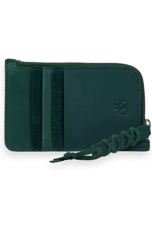 Scotch&Soda Leather Cardholder With A Zip Bottle Green