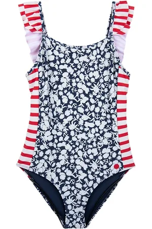 Scotch&Soda Onepiece Printed Bathing Suit With Ruffle Detail Anchor Flor