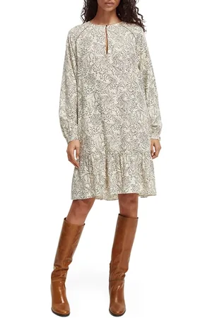 Scotch&Soda Easy Fit Long Sleeve Dress With Smock Details Combo M