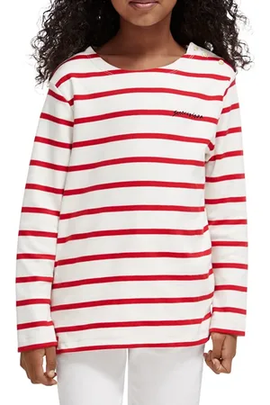 Scotch&Soda Long-sleeved Yarn-dyed Stripe T-shirt Amp Red
