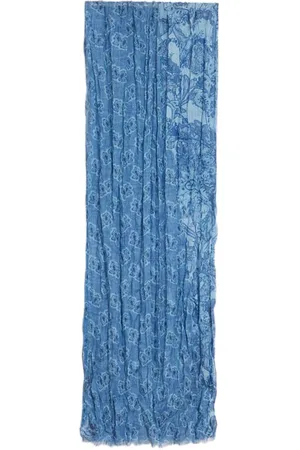 John Varvatos Mixed Paisley Pattern Printed Scarf Water Blue