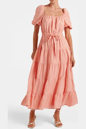 Forever New Polly Pintuck Midi Dress Conch Shell