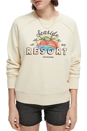Scotch&Soda Relaxed-fit Raglan Crew-neck Sweat With Artwork Vanilla