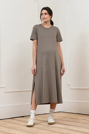 Séraphine Maternity T-shirt Dress Khaki