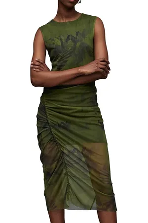 AllSaints Nora Colca Dress Olive Green