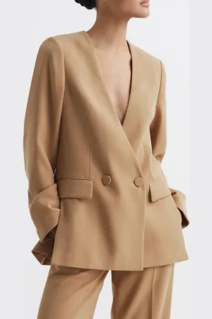 Reiss Margeaux-collarless Blazer Neutral