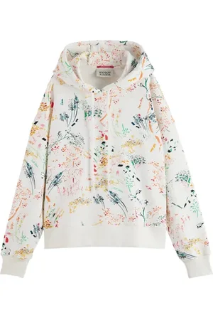 Scotch&Soda Printed Loose Fit Hoodie Wilder White