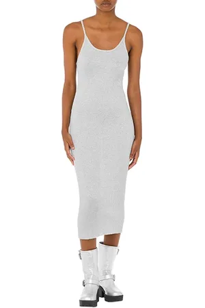 Moschino Lurex Cotton Knit Dress Silver