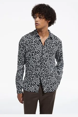 The Kooples Chemise Slim Decintree Printee Bicolore Black White