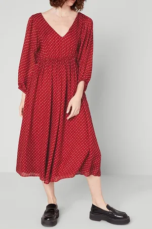 American Vintage V Collar Long Printed Dress Tootsi