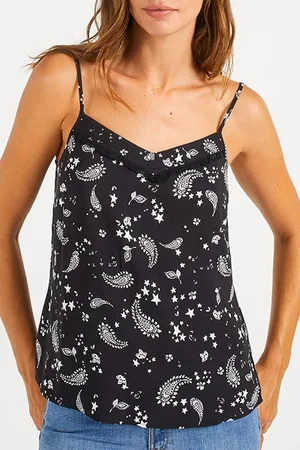 ICODE Black Paisley Print Lingerie-style Top