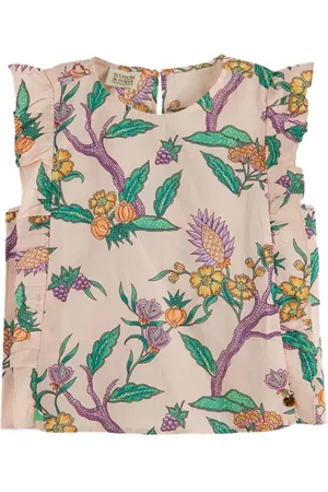 Scotch&Soda All-over Printed Sleeveless Ruffle Detail Top Flower Garden