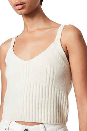 AllSaints Drew Cashmere Crop T Ivory White