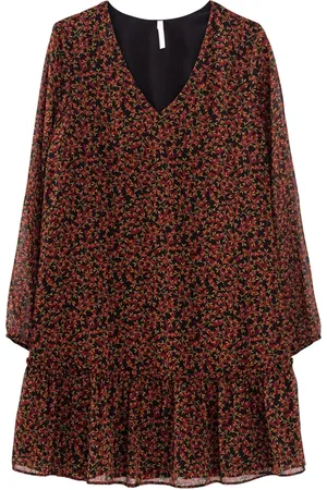 ICODE Black Leaf Print Dress