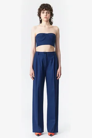 Marcell Von Berlin Cropped Bustier Top Twilight Blue