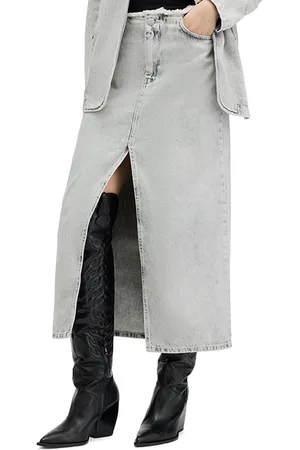 AllSaints Honor Maxi Skirt Snow Grey