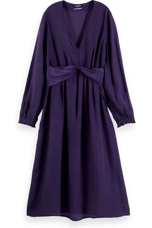 Scotch&Soda Knotted Waist Detail V-neck Dress Aurora Purple