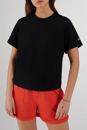 ICODE Black Sweatshirt Fabric Short-sleeve Sweatshirt Black