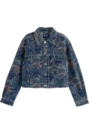 Scotch&Soda Washed Floral Jacquard Denim Jacket Washed Indigo
