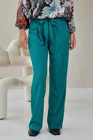 DIDI Rib Paper Bag Pants Amber Tropical Green