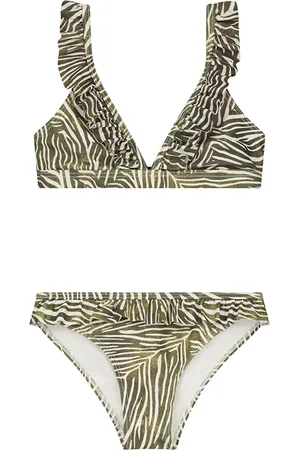 Shiwi Girls Bella Bikini Set Zanzibar Zebra Palmtree Green