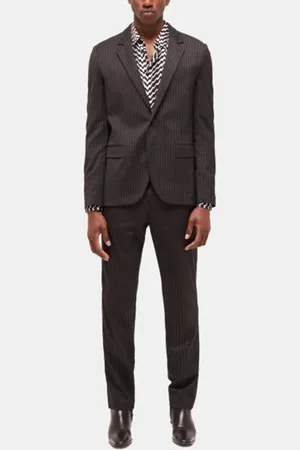 The Kooples Classic Pipping Collar Suit Jacket Black Grey
