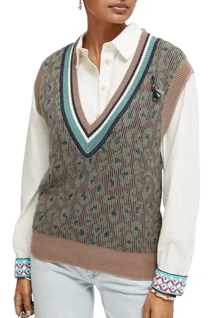 Scotch&Soda Animal Jacquard Knitted Spencer Bottle Green