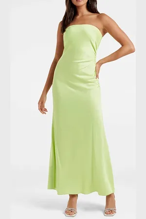 Forever New Avery Satin Strapless Dress Butterfly Lime