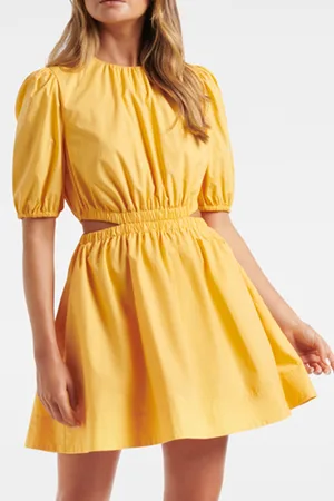 Forever New Ryan Cut Out Mini Dress Amber Yellow