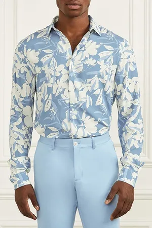 Guess GUESS Benny New Collar Pau Blue Macroflower Casual Shirt Print
