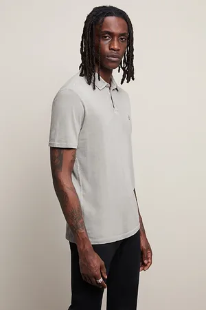 John Varvatos Soft Collar Pigment Rub Peace Polo Shark Grey