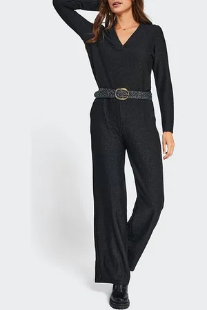ICODE Black Shiny Knit Jumpsuit