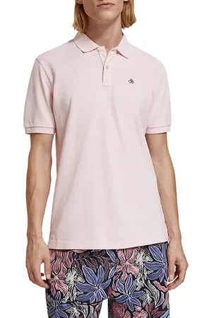 Scotch&Soda Garment -dyed Organic Cotton Pique Polo Pink Cloud