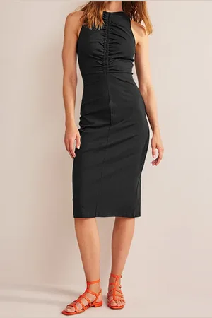 Boden Racer Jersey Midi Dress Black