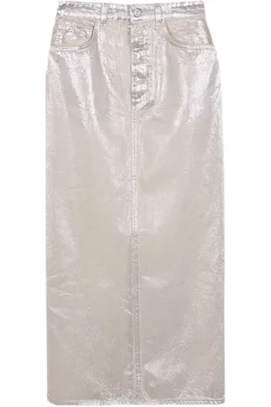 SCALPERS Foil Denim Skirt Ecru