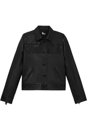 The Kooples Fringed Leather Jacket Black