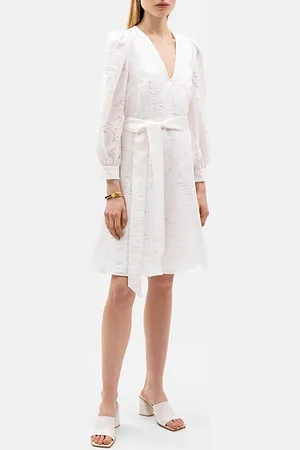 Ivy & Oak Nicky Mini Length Deep V-neck Dress Snow White