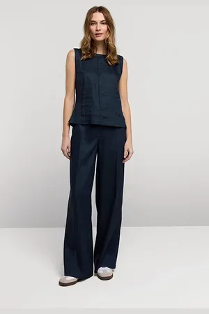 Summum Woman Top Linen Blend Night Sky
