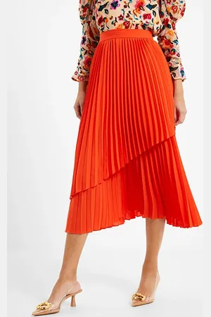 French Connection Arie Pleated Skirt Red
