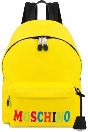 Moschino Multicolor Logo Canvas Backpack Yellow