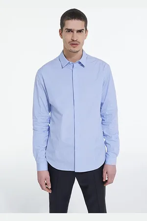 The Kooples Slim Declined Striped Shirt With Hidden Button Pad White / S