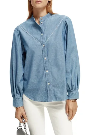Scotch&Soda Washed Lightweight Chambray Denim Shirt With Taped Details W