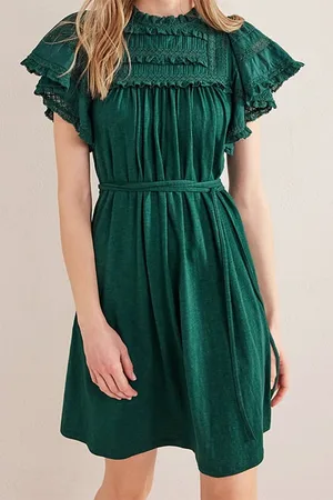 Boden Trim Detail Jersey Mini Dress Emerald Night