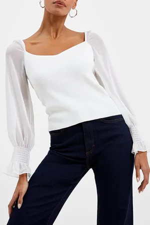 French Connection Maia Krista Crepe Mix Jumper White